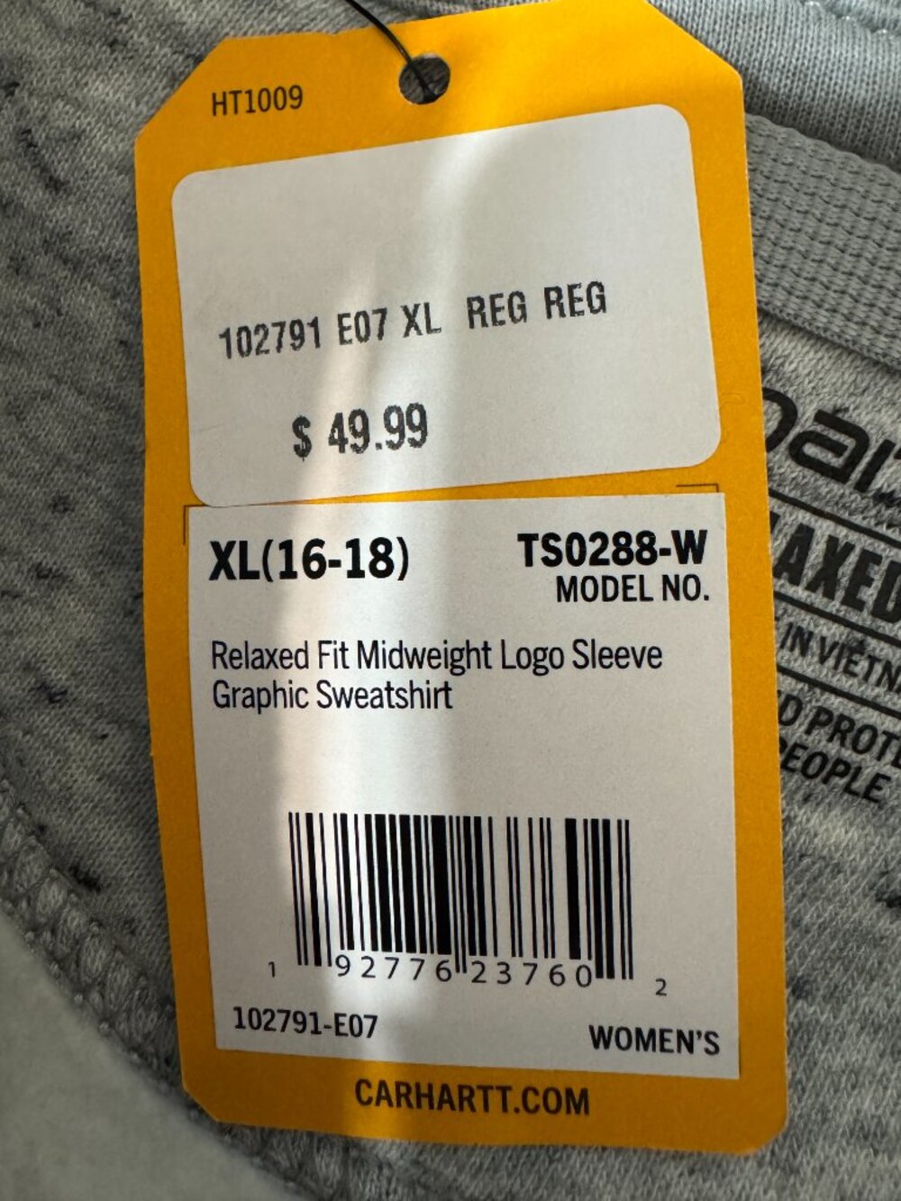 CARHARTT Women's Relaxed Fit Midweight Logo Sleeve Graphic Hoodie Sweatshirt NWT - Picture 5 of 9